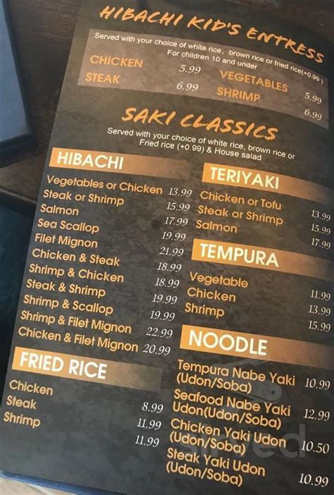 saki japanese menu.